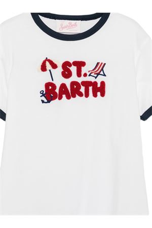 Abito in cotone bianco con bordo sfrangiato SAINT BARTH KIDS | ABY000401208L